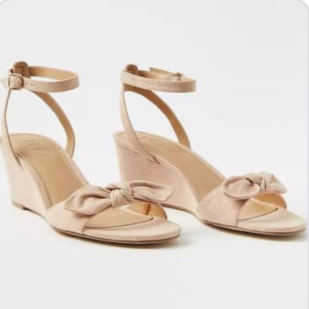 Bow wedge taupe shoes - Ann Taylor Loft